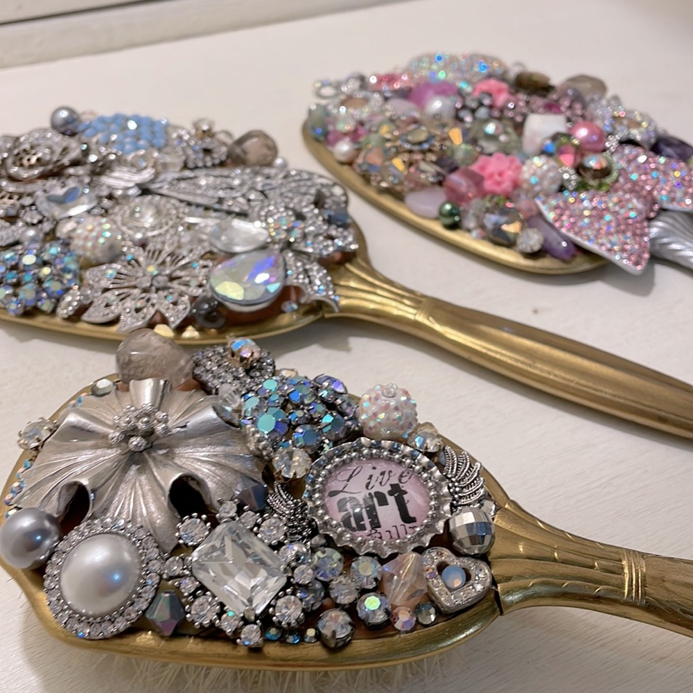 Vintage Vanity Mirror & Brush Set